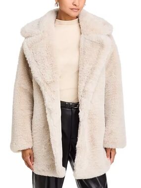 Steve Madden Cream Faux Shearling Teddy Coat